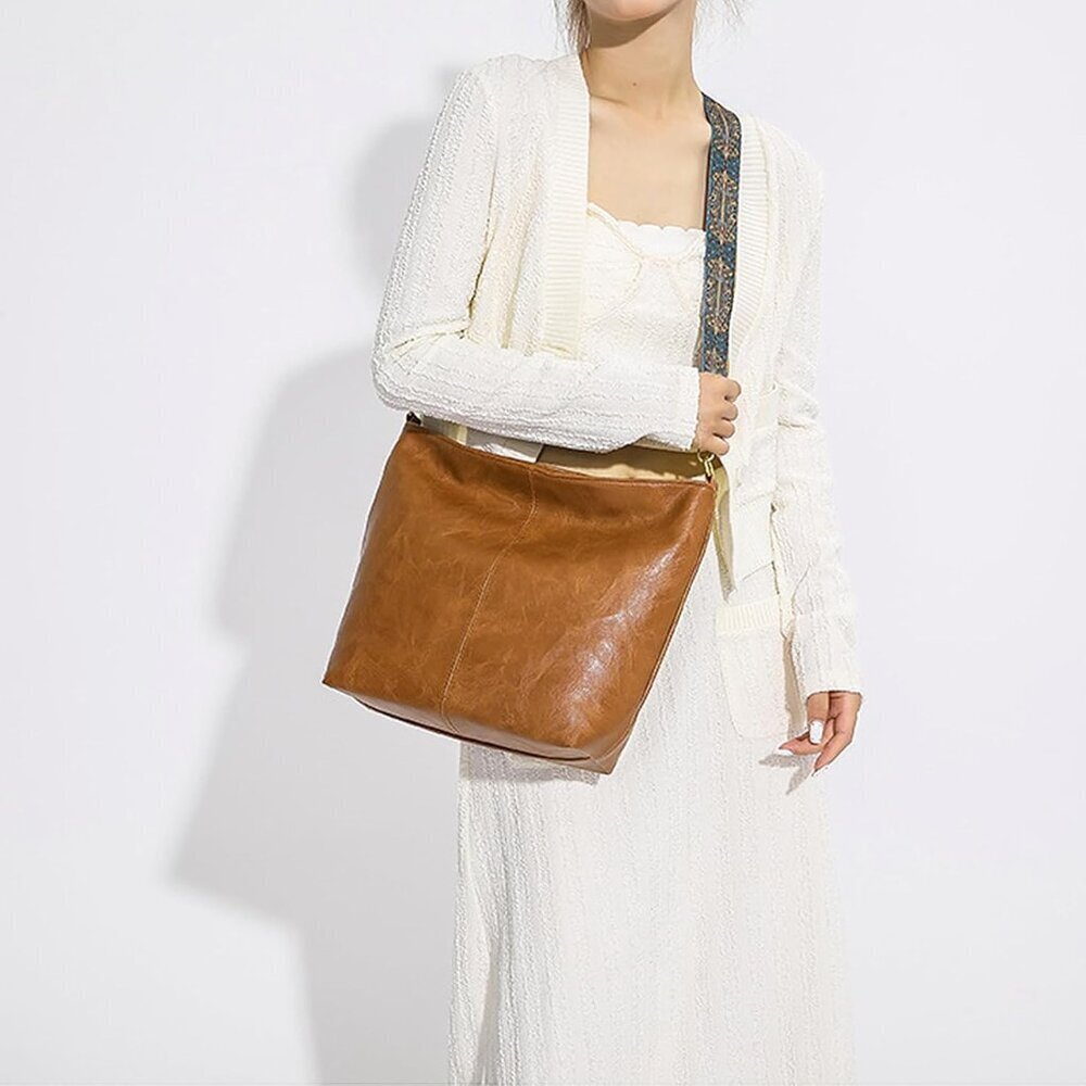Women Crossbody Hobo Bag Vegan Leather Shoulder Purse Tote with Adjustable Strap - Picture 7 of 7
